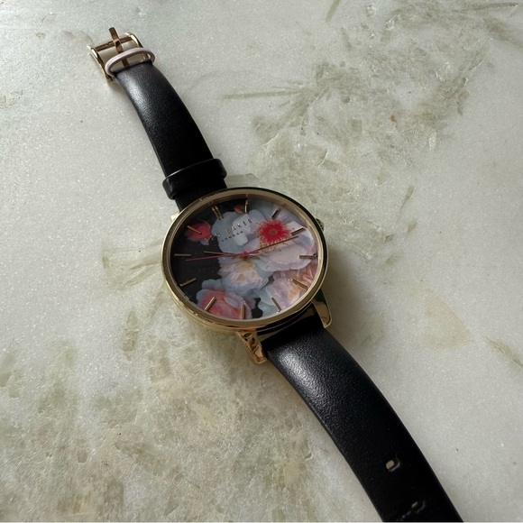 Ted Baker London Black and Gold Floral Women's Watch